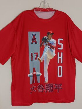 Shohei Ohtani Los Angeles Angeles red graphic jersey shirt XL anime japan baseba